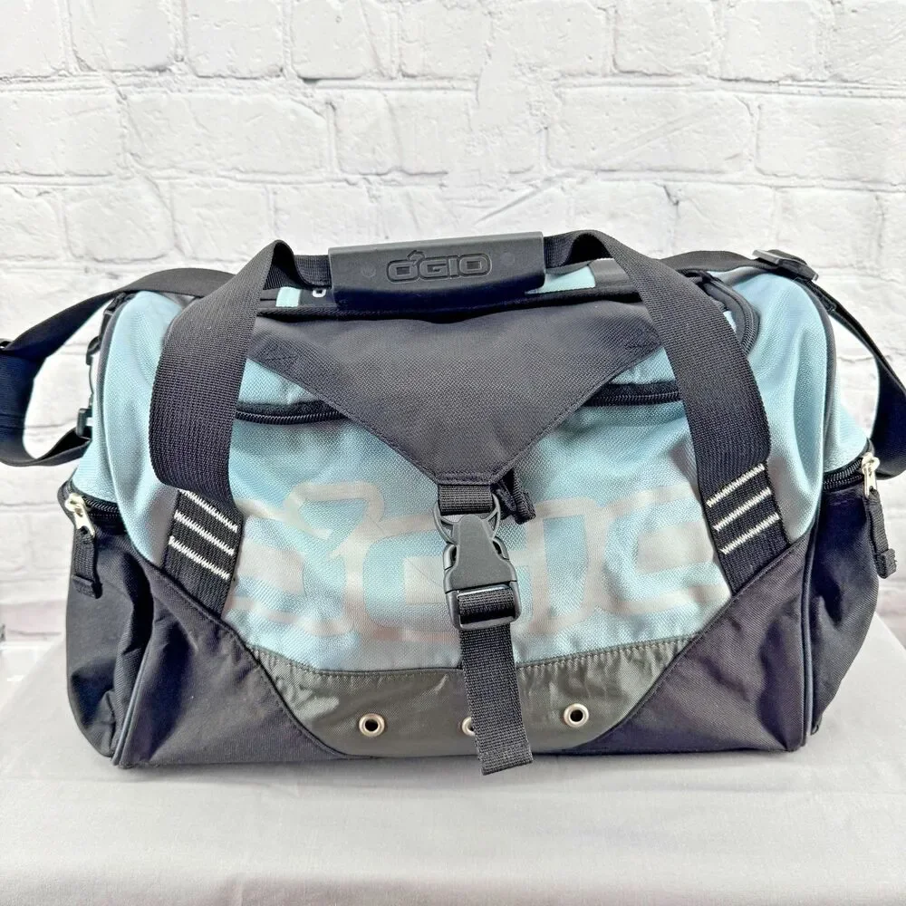 Ogio Gym Duffle Bag 35 Liter Light Blue & Black Heavy Duty Travel Sports